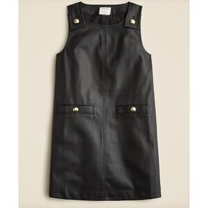 Crewcuts Girls' button-strap dress in faux leather black